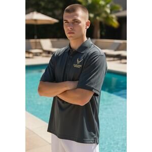 Sport-Tek United States Air Force Retired Polo Shirt Mens Size Medium Blue V2